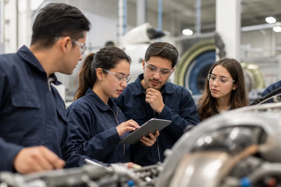 Jóvenes profesionistas trabajando en la industria avanzada de Querétaro